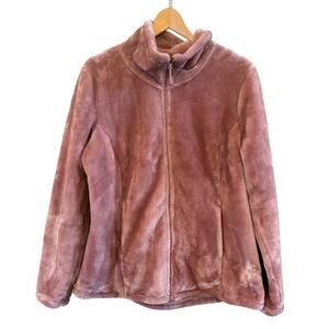 Women's 32 Degrees Heat Dusty Rose/Pink Faux Fur Fluffy Full Zip Jacket Size L